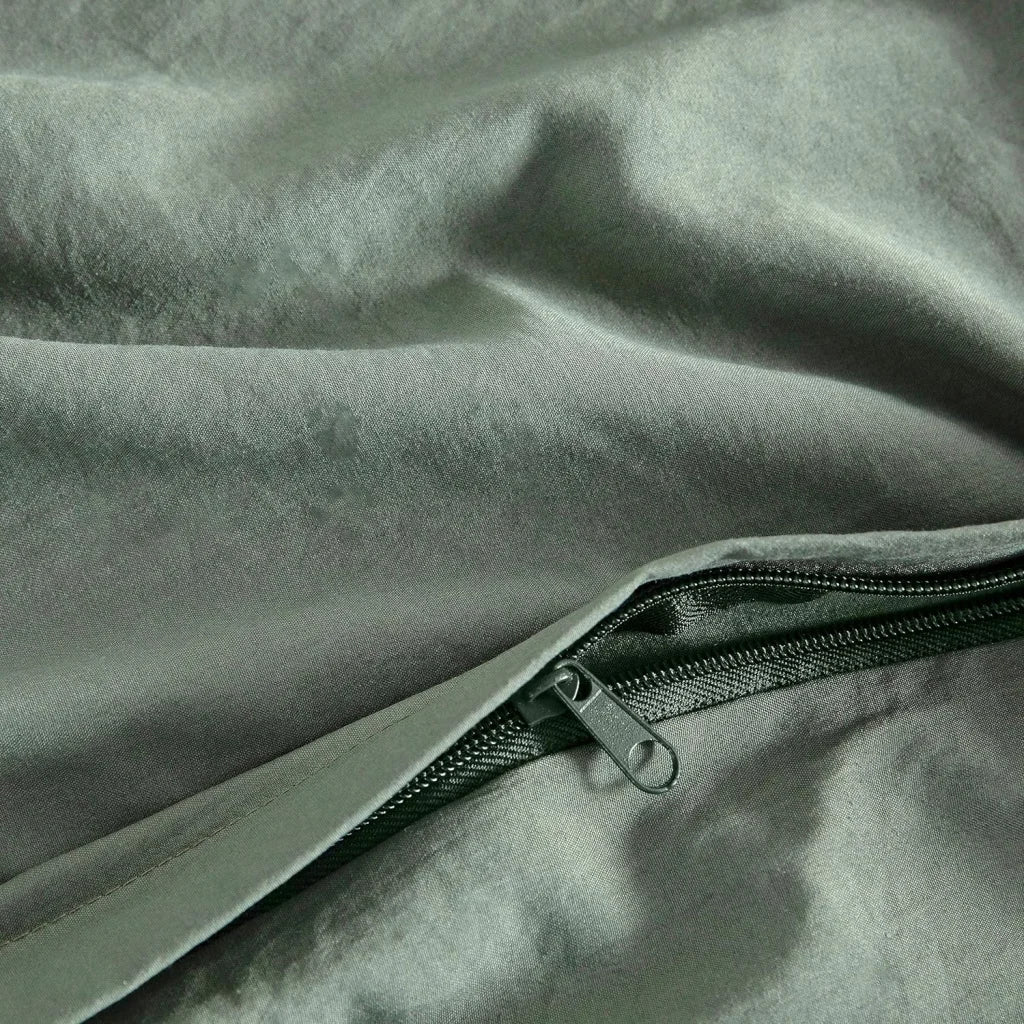 Vintage Washed Microfiber Quilt Cover Set 3PCS - Khaki