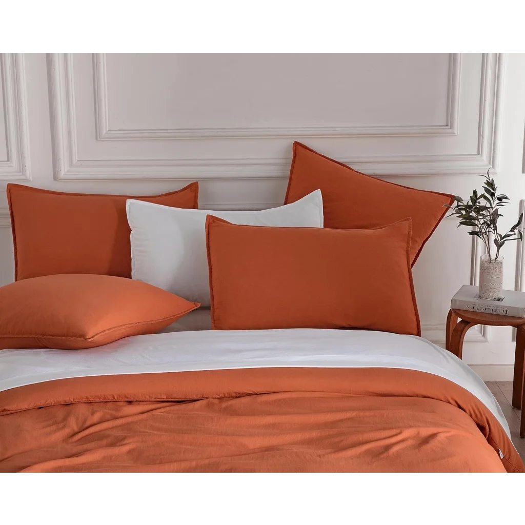 Vintage Washed Microfiber Quilt Cover Set 3PCS - Terracotta