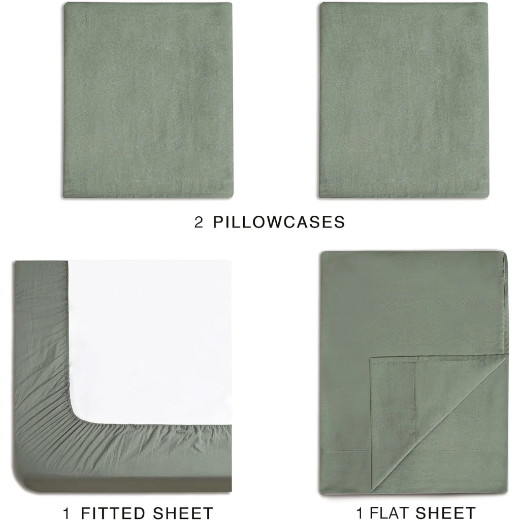 Vintage Washed Microfiber Sheet Set with 1 Pillowcase