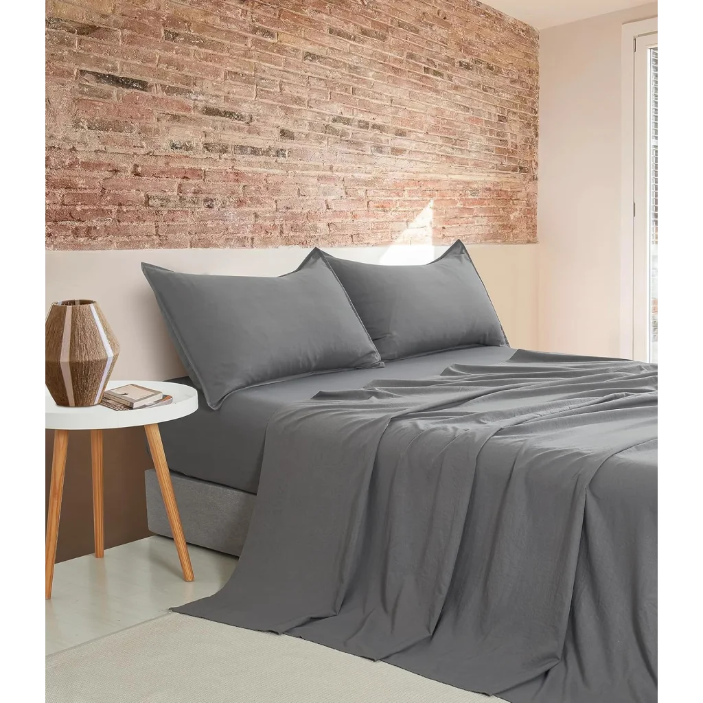 Vintage Washed Microfiber Sheet Set with 2 Pillowcases