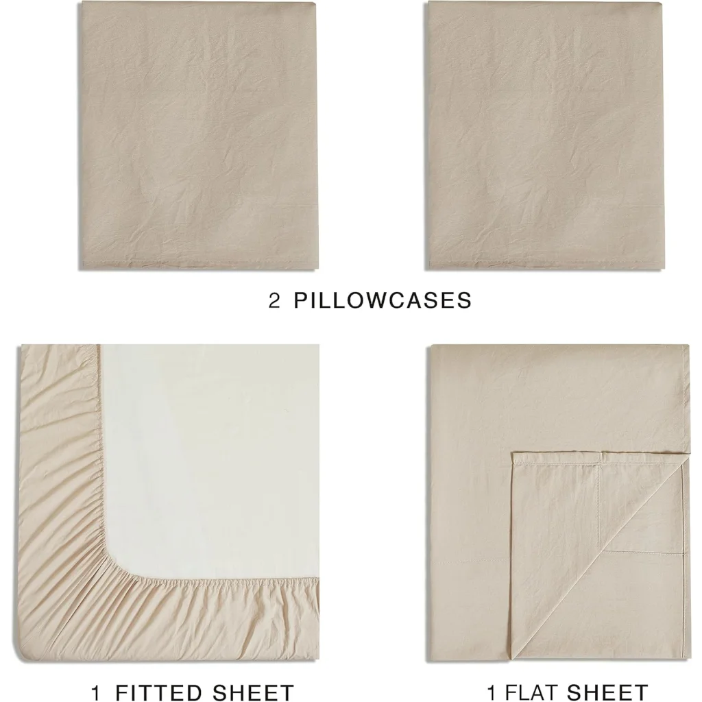 Vintage Washed Microfiber Sheet Set with 2 Pillowcases