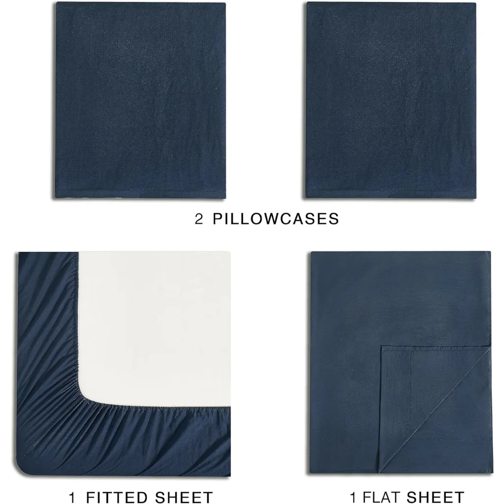 Vintage Washed Microfiber Sheet Set with 2 Pillowcases