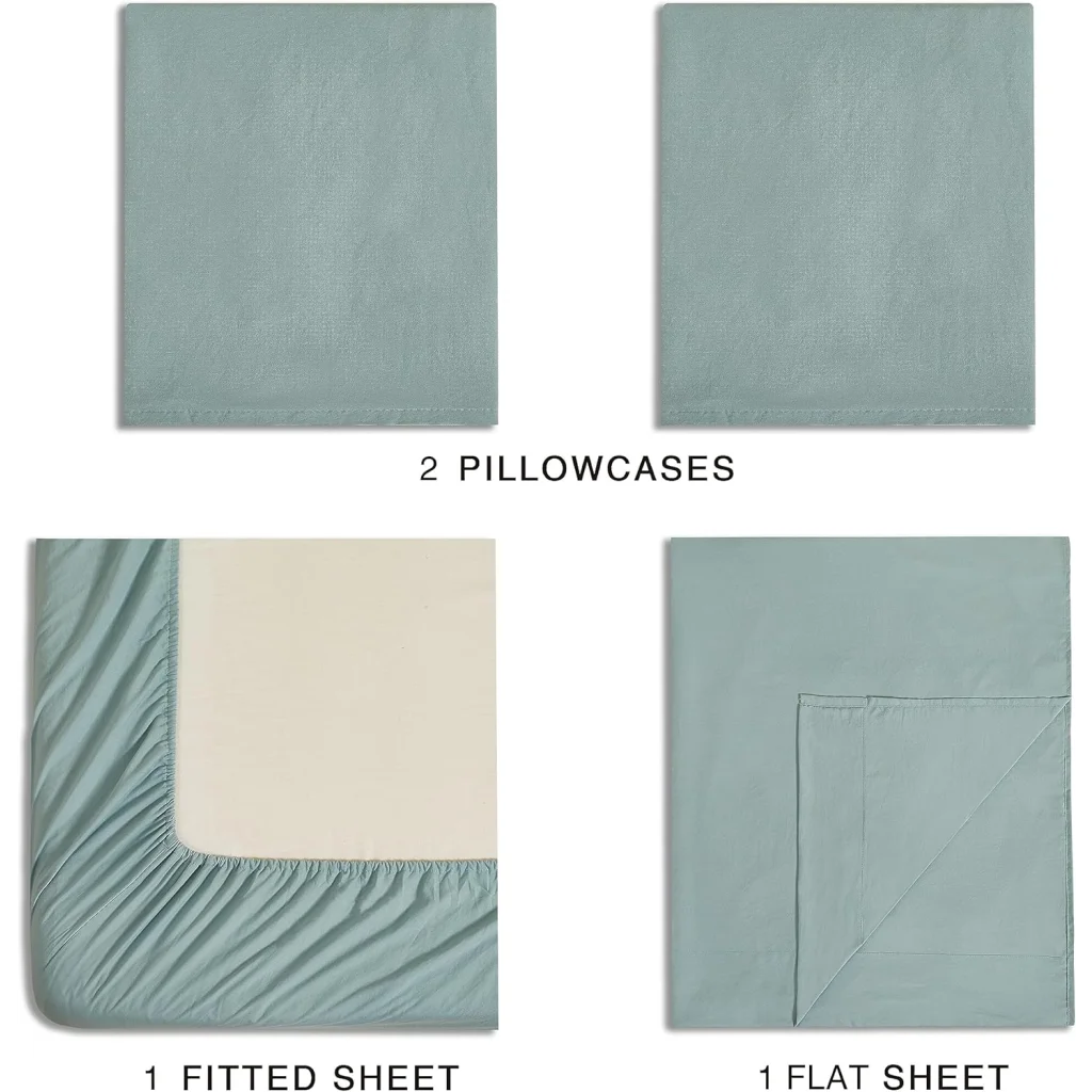 Vintage Washed Microfiber Sheet Set with 2 Pillowcases