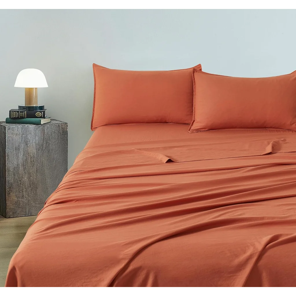 Vintage Washed Microfiber Sheet Set with 2 Pillowcases