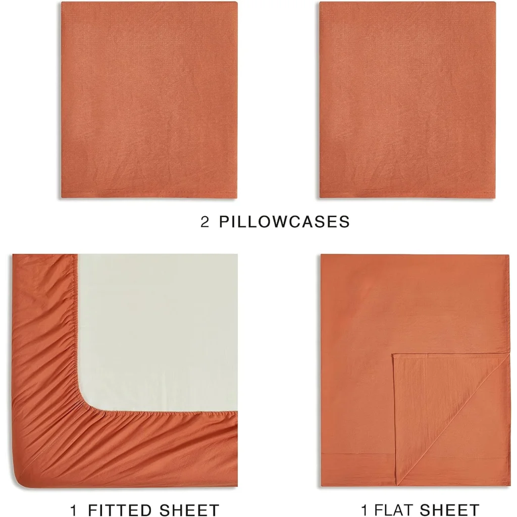 Vintage Washed Microfiber Sheet Set with 2 Pillowcases