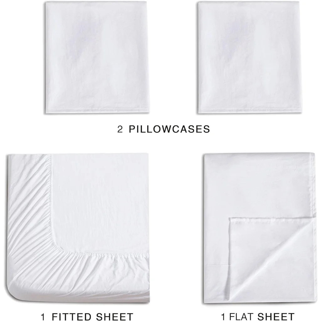 Vintage Washed Microfiber Sheet Set with 2 Pillowcases
