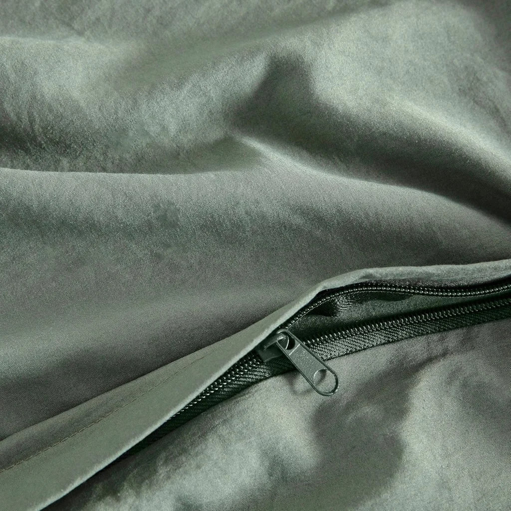 Vintage Washed Microfibre Quilt Cover Set (3Pcs) - Khaki