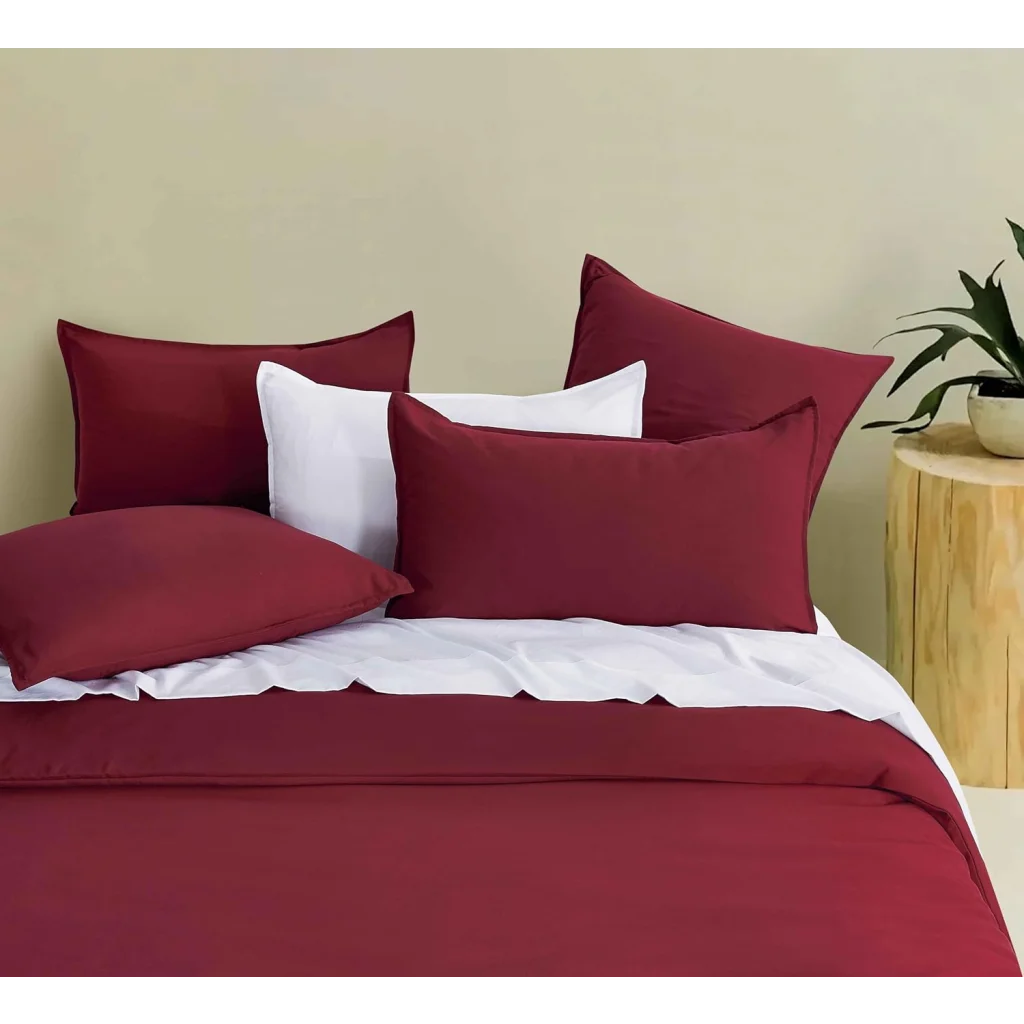 Vintage Washed Microfibre Quilt Cover Set (Burgundy King)