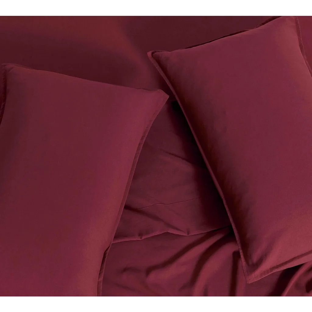 Vintage Washed Microfibre Quilt Cover Set (Burgundy Super