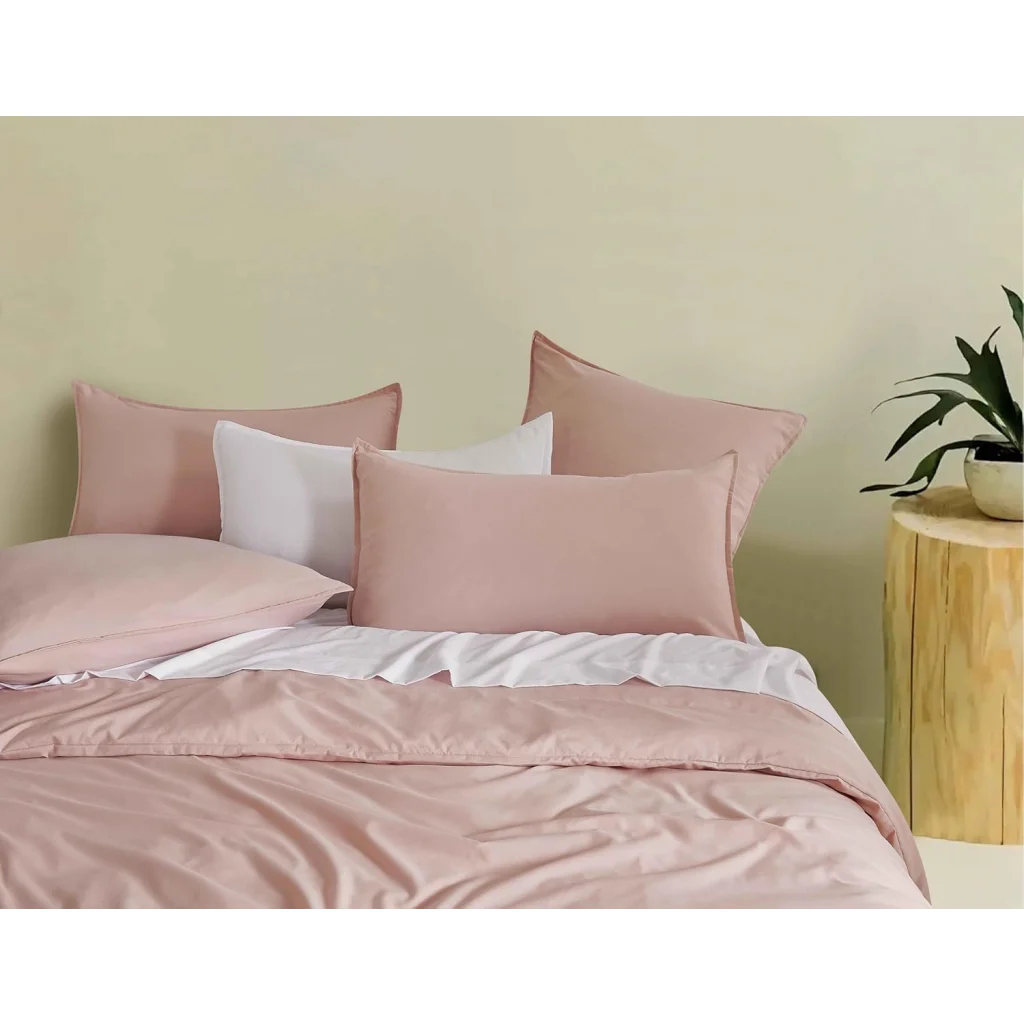 Vintage Washed Microfibre Quilt Cover Set (Pink Super King)