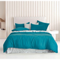 Vintage Washed Microfibre Quilt Cover Set (Teal Single)