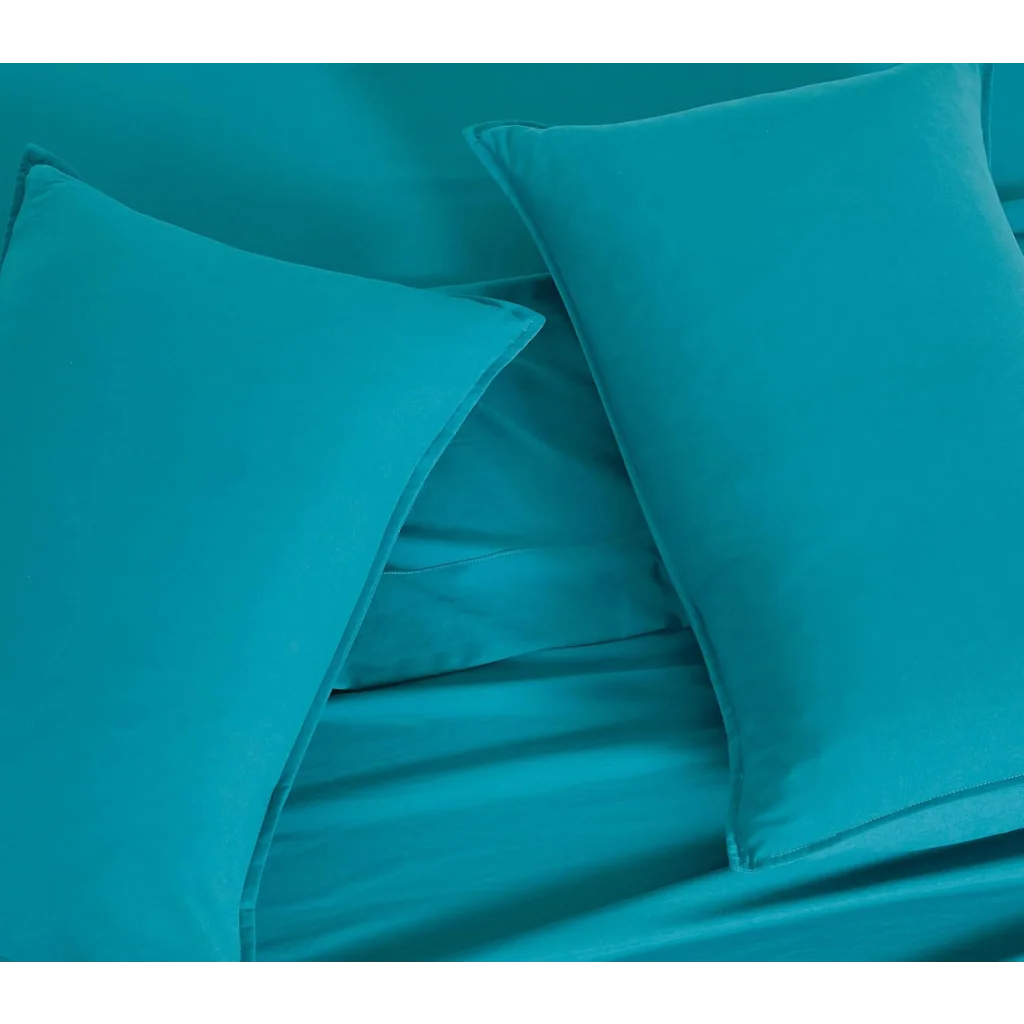 Vintage Washed Microfibre Quilt Cover Set (Teal Super King)