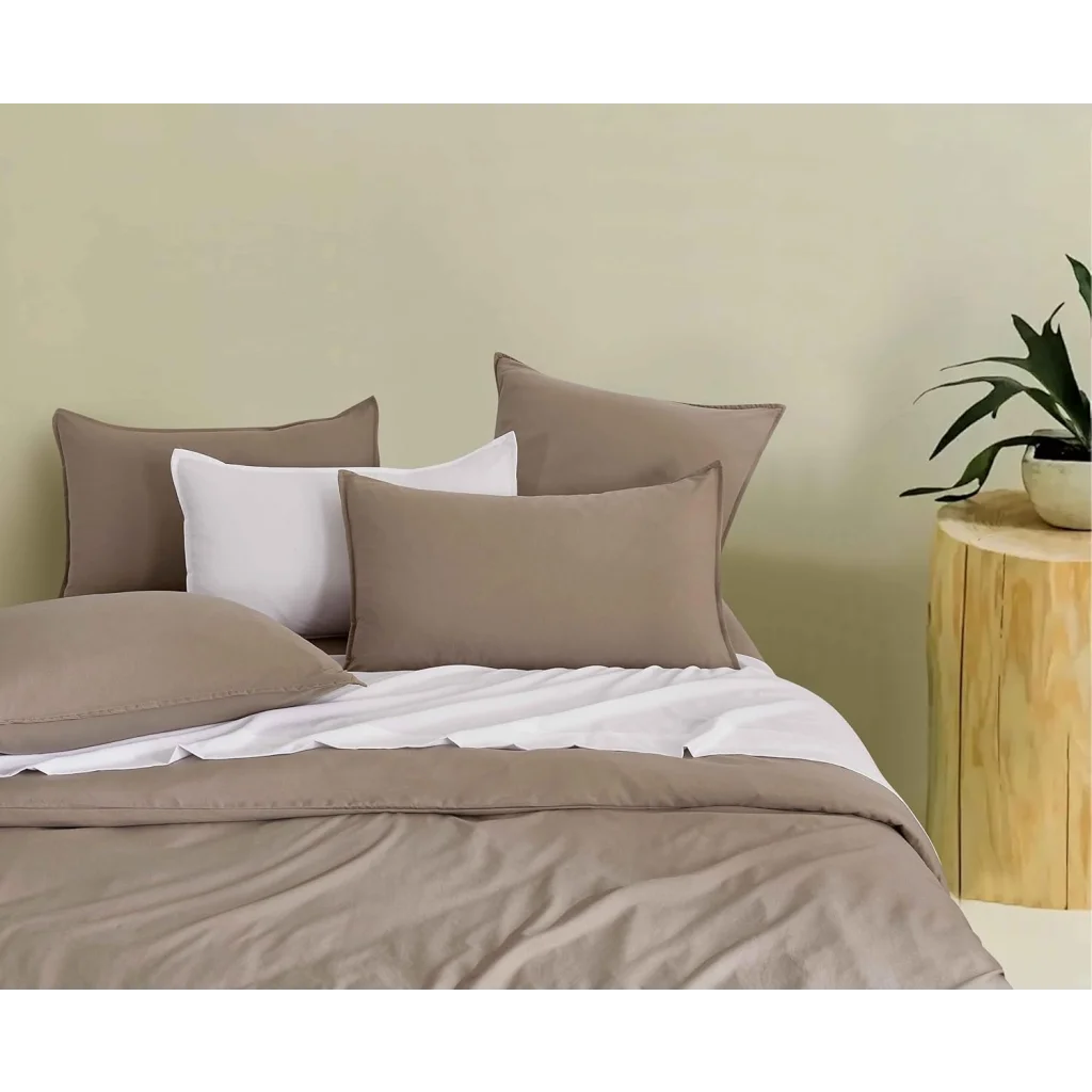 Vintage Washed Microfibre Quilt Cover Set (Truffle King)
