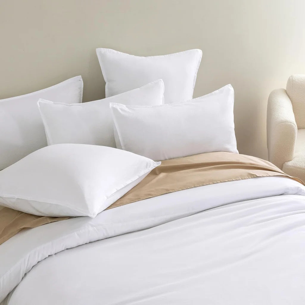 Vintage Washed Microfibre Quilt Cover Set (White Double)