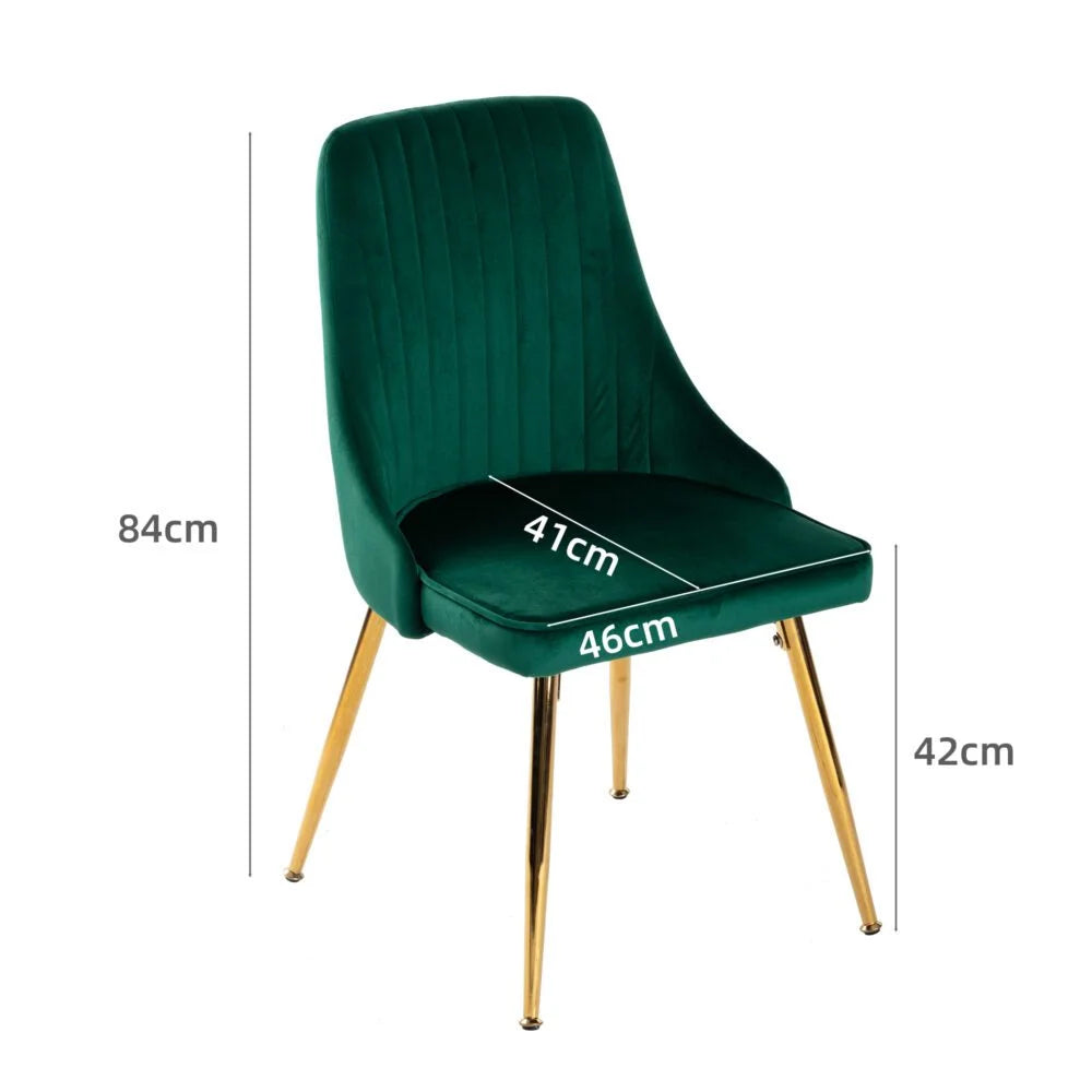 Viva Forever Set of 2 Green Velvet Dining Chairs-Art Deco