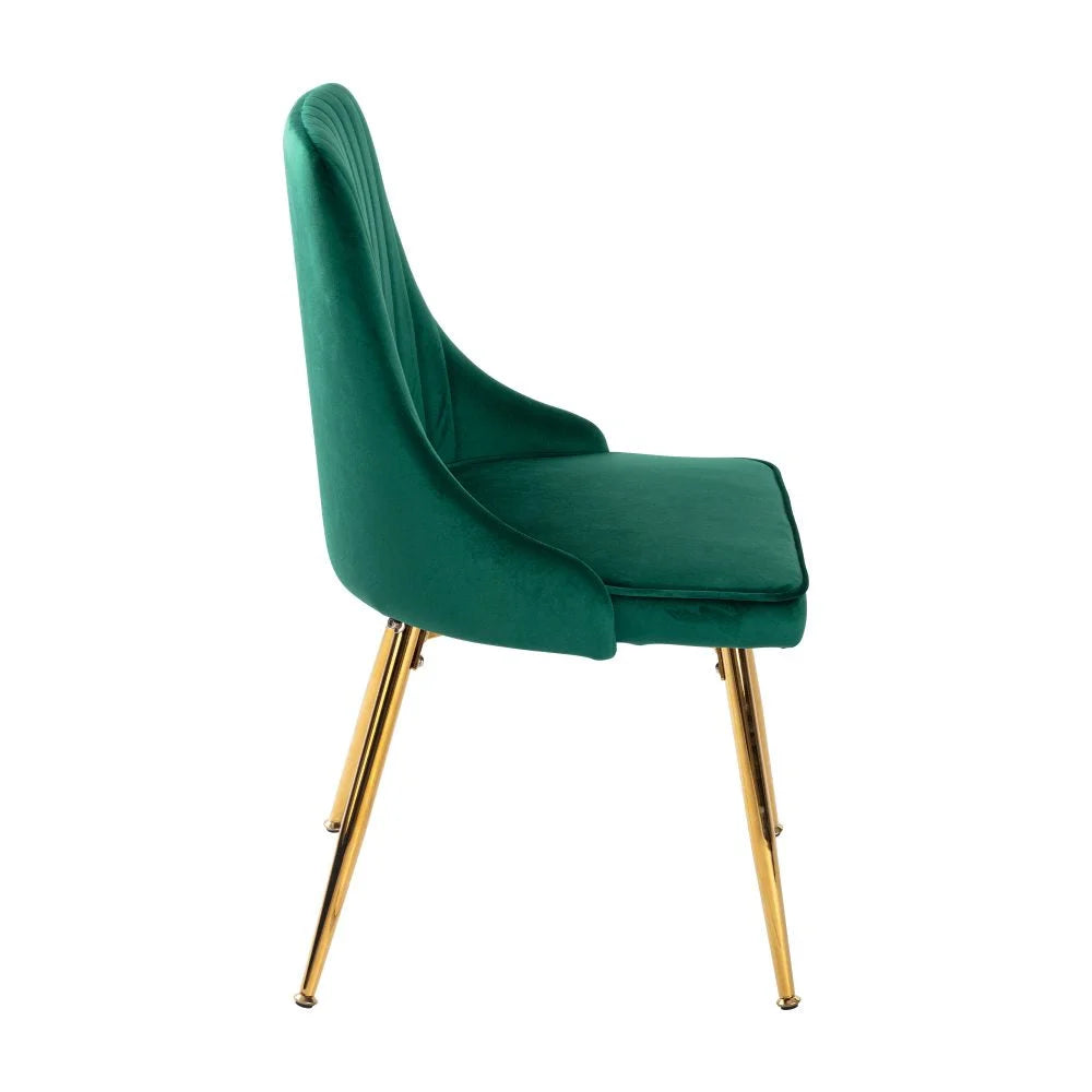 Viva Forever Set of 2 Green Velvet Dining Chairs-Art Deco