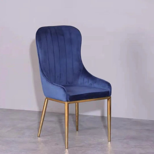 Vivian Blue Gold Velvet Dining Chair 4PC - Furniture >