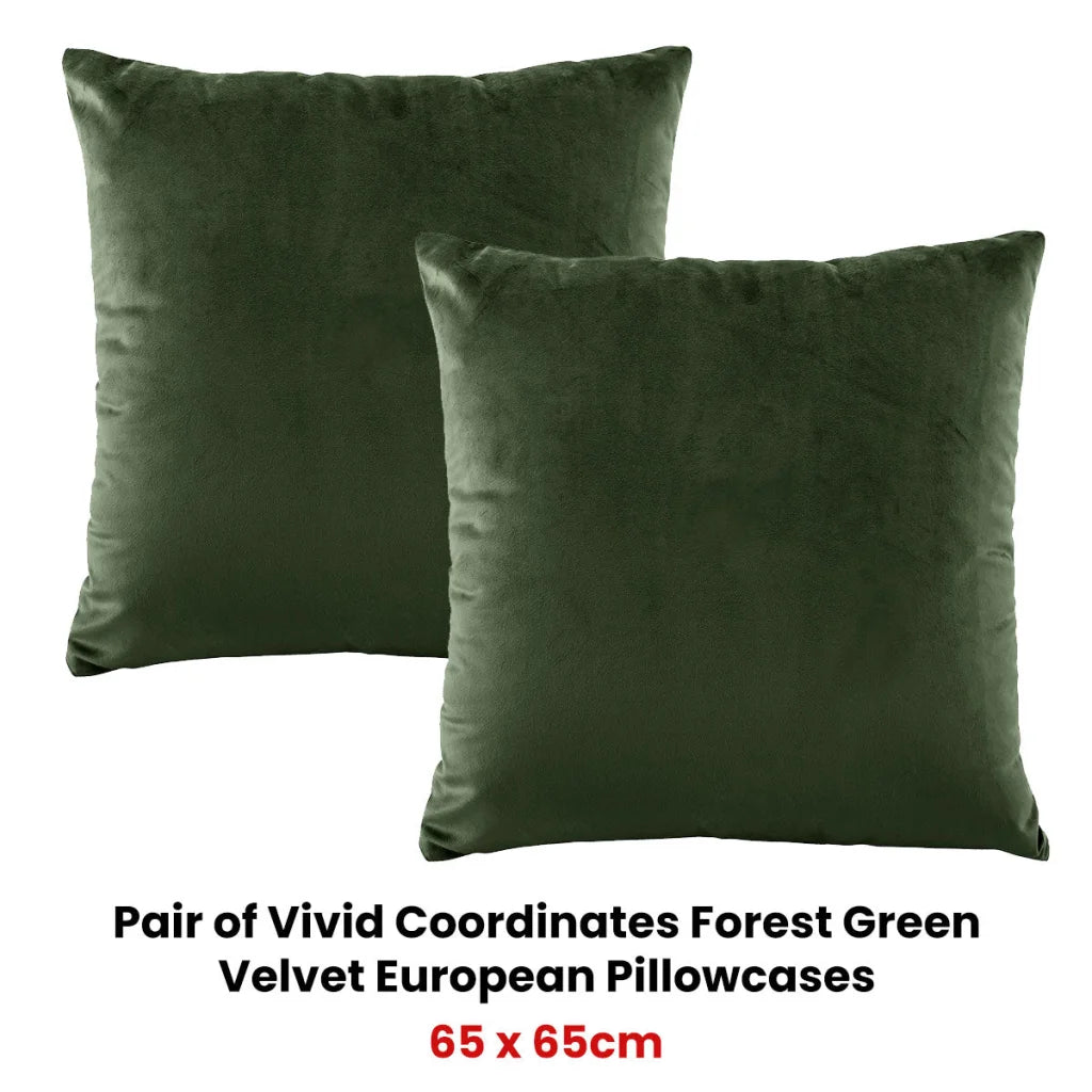 Vivid Coordinates Forest Green Velvet European Pillowcases
