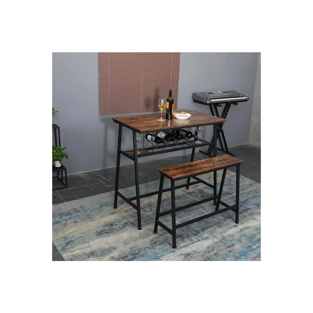 Viviendo Dining Table Bar Table with Wine Storage Rack