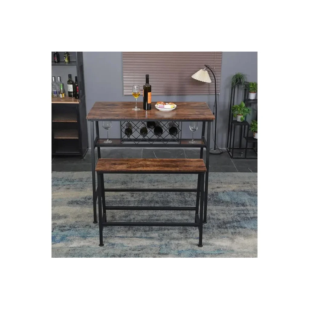 Viviendo Dining Table Bar Table with Wine Storage Rack