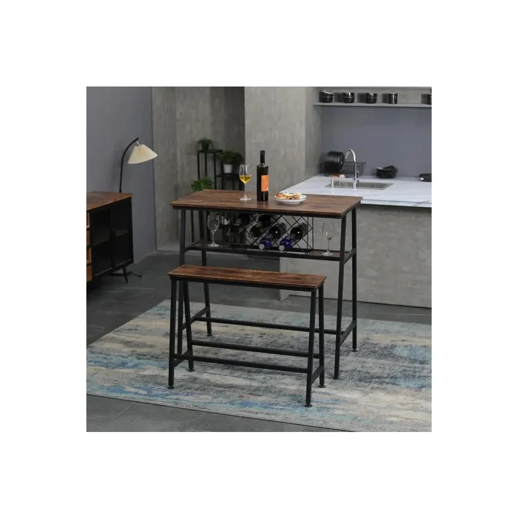 Viviendo Dining Table Bar Table with Wine Storage Rack