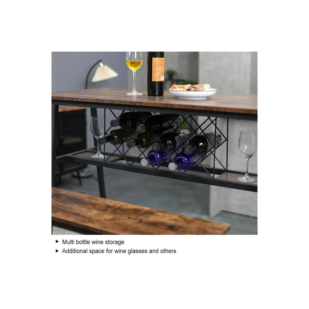 Viviendo Dining Table Bar Table with Wine Storage Rack