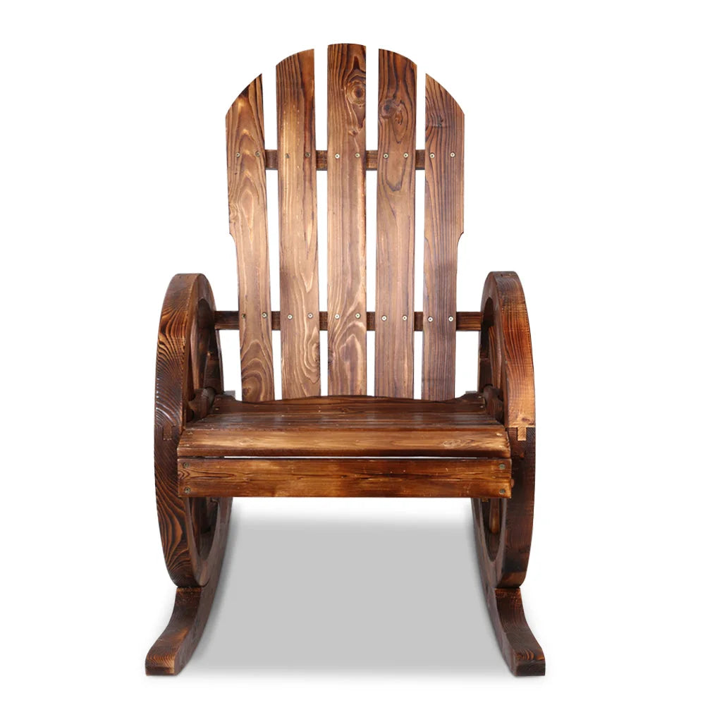 Chair with wagon wheels rocking wheel