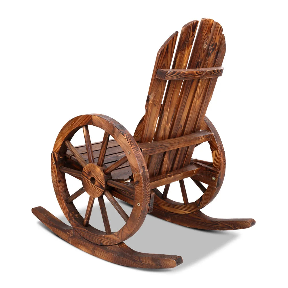 Wagon Wheel Rocking Chair Brown - Outdoor