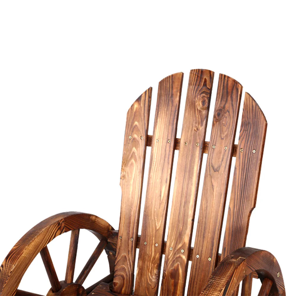 Wagon Wheel Rocking Chair Brown - Outdoor