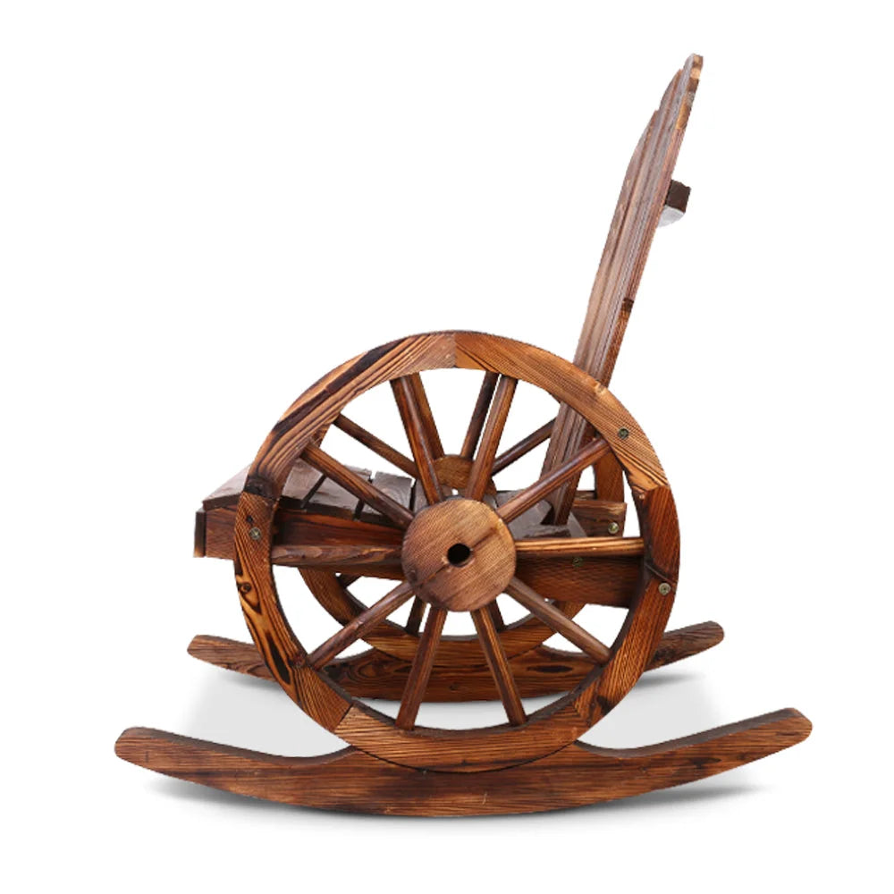 Chair with wagon wheel rocking outdoor wheels