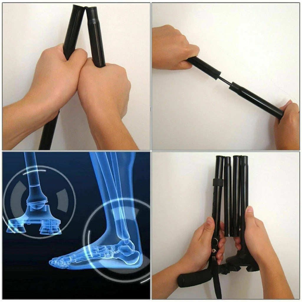 Walking Stick Cane Folding Handle Adjustable Fixed LED