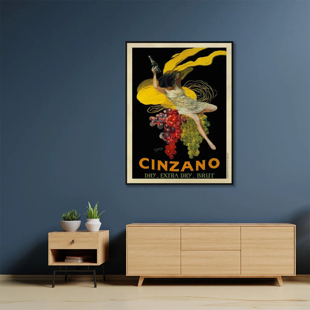 Wall Art 100cmx150cm - Cinzano with Black Frame Canvas