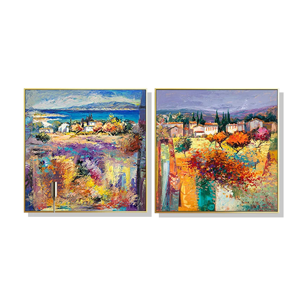Wall Art 40cmx40cm - Estate Italiana 2 Sets with Gold Frame