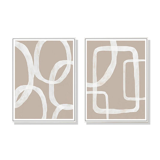 Wall Art 40cmx60cm - Abstract White Lines 2 Sets with White