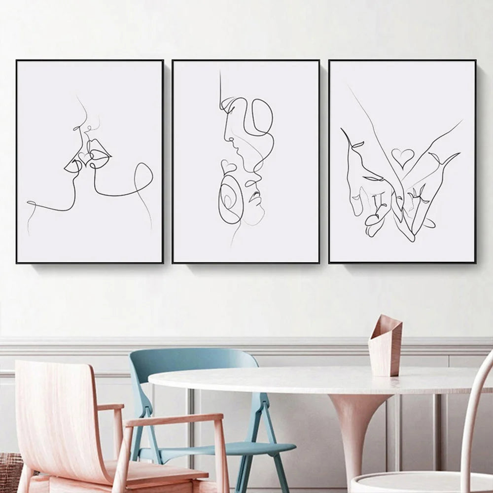 Wall Art 40cmx60cm Couples 3 Sets Black Frame Canvas - Home