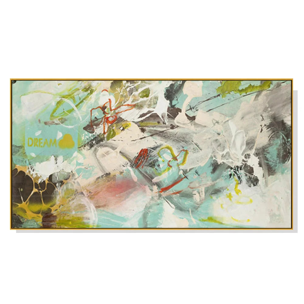 Wall Art 40cmx80cm Dream Dream Canvas Gold Frame - Home &