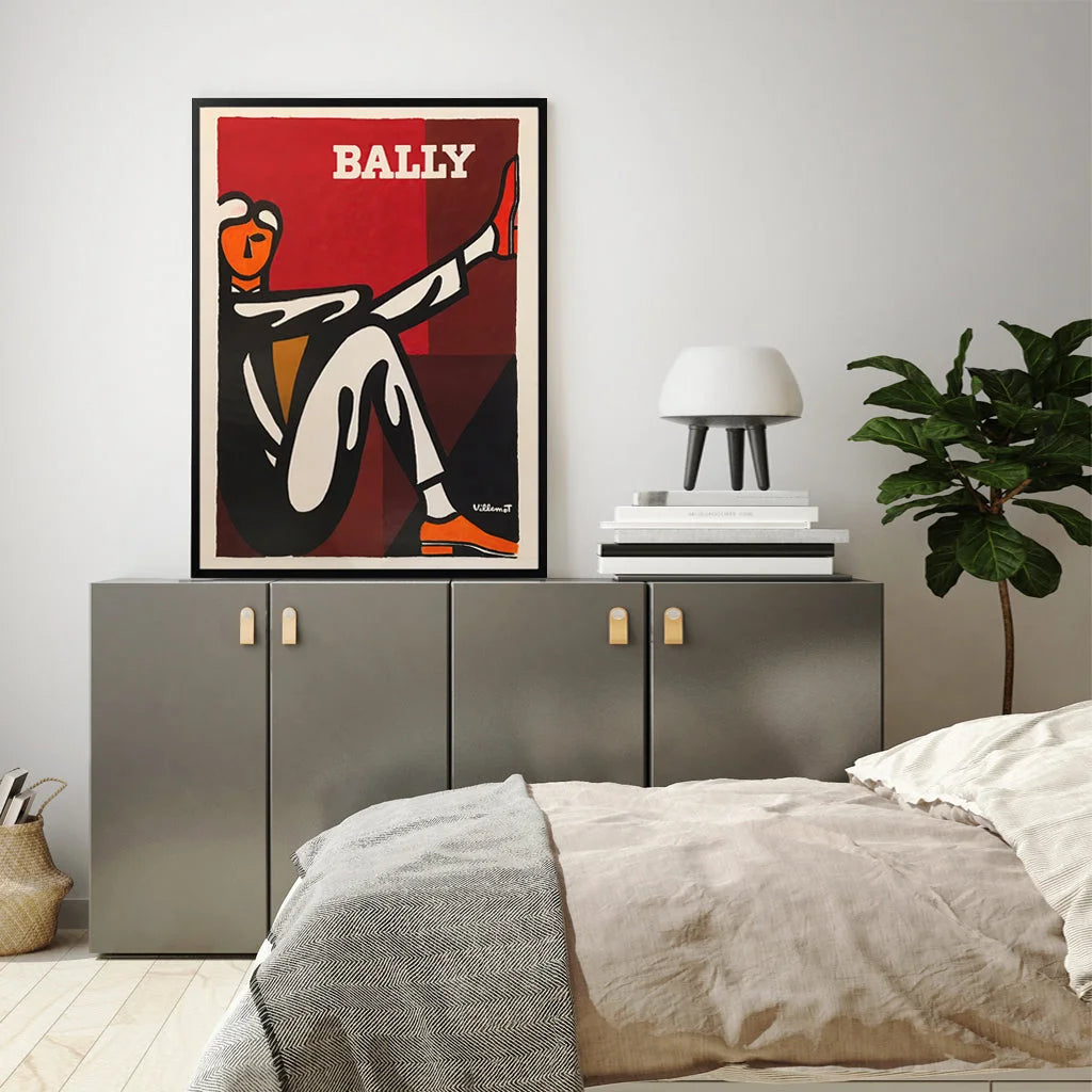 Wall Art - 50cm x 70cm Bally Man by Villemot Black Frame
