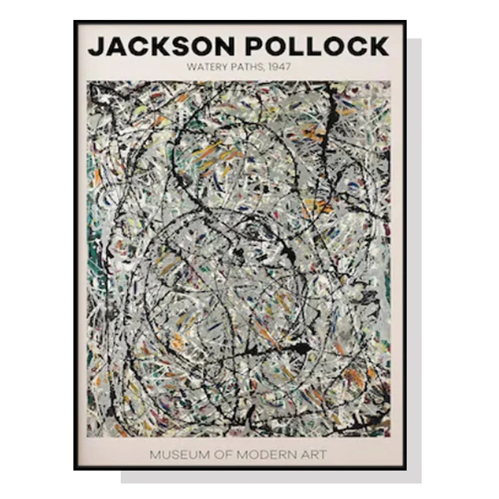 Wall Art 50cm x 70cm Jackson Pollock Exhibition III Black