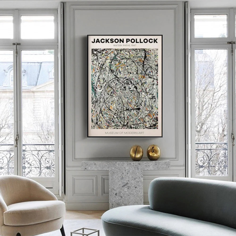 Wall Art 50cm x 70cm Jackson Pollock Exhibition III Black