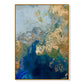 Wall Art - 50cm x 70cm Marbled Blue Gold Artwork Gold Frame