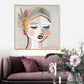Wall Art 50cm x 50cm Calm Girl Gold Frame Canvas - Home &