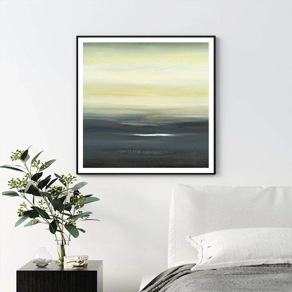 Wall Art 50cmx50cm Land of Serenity Canvas Black Frame