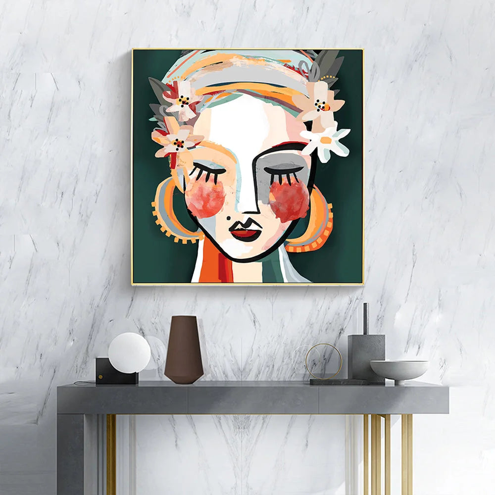Wall Art 50cmx50cm Sophie II - Gold Frame Canvas - Home &
