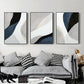 Wall Art 50cmx70cm Abstract Navy Blue 3 Sets - Black Frame