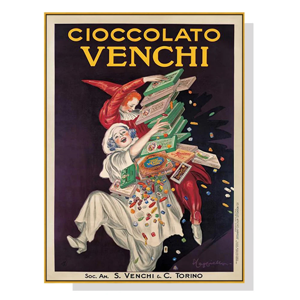 Wall Art 50cmx70cm Cioccolato Venchi Vintage Canvas Gold