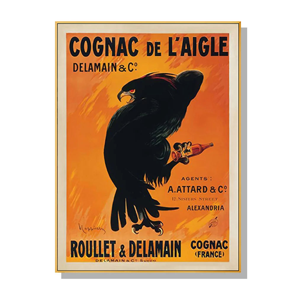 Wall Art 50cmx70cm Cognac de l’Aigle Canvas Gold Frame