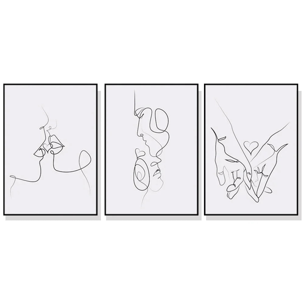 Wall Art 50cmx70cm Couples 3 Sets Black Frame Canvas - Home