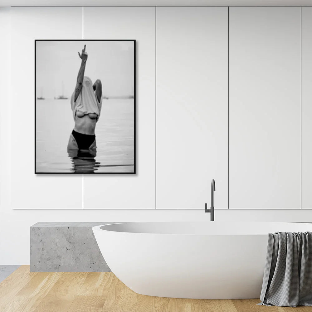 Wall Art 50cmx70cm Feminist Print - Black Frame Canvas