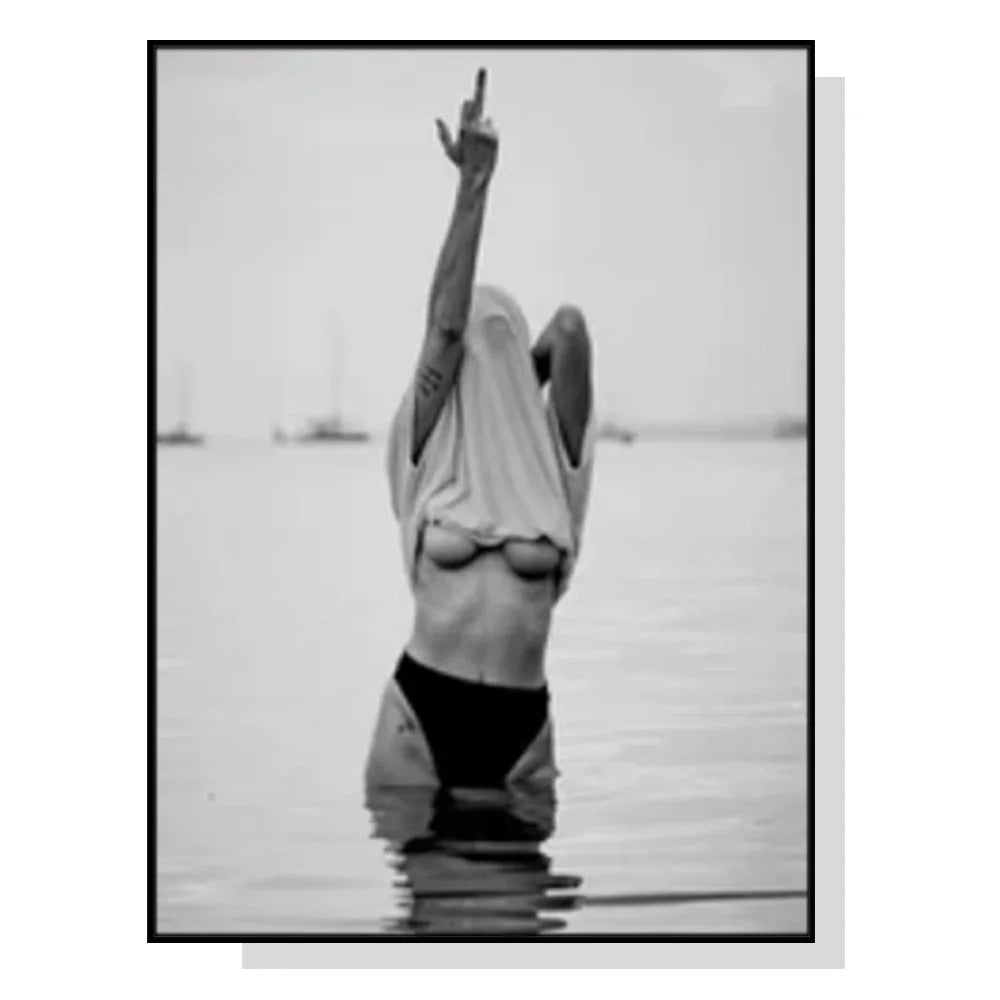 Wall Art 50cmx70cm Feminist Print - Black Frame Canvas