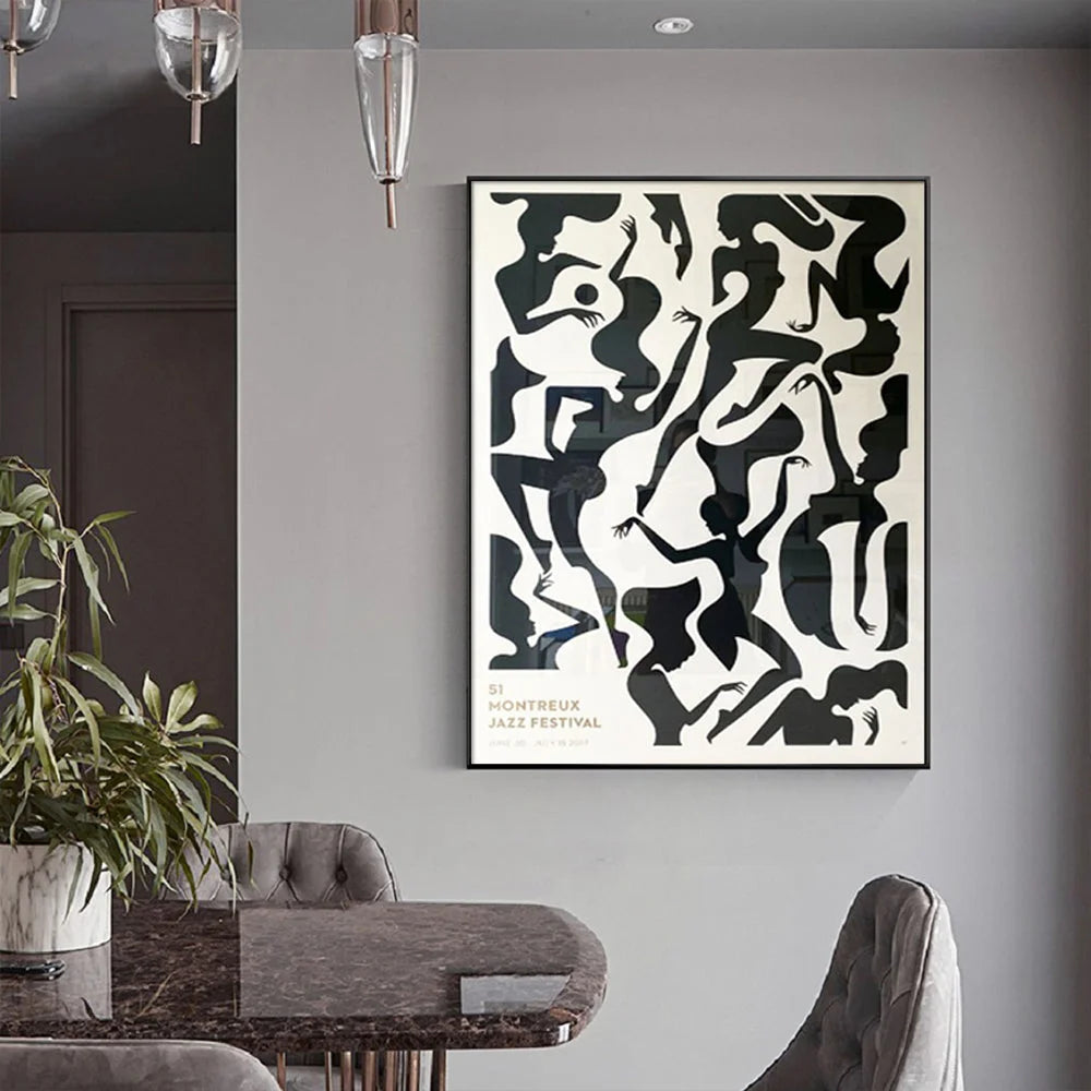 Wall Art 50cmx70cm Jazz Festival - Black Frame Canvas